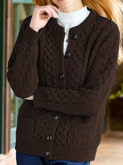 Elegant Cable-Knit Cardigan for Women