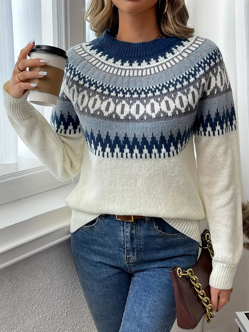 Classic sweater with Icelandic pattern