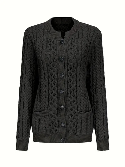 Elegant Cable-Knit Cardigan for Women