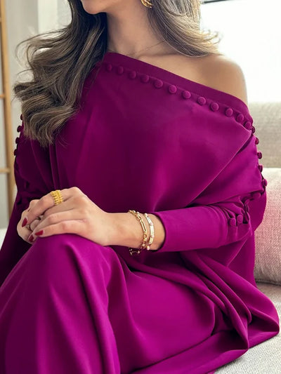 H-Line Loose Buttoned Solid Color Maxi Dresses