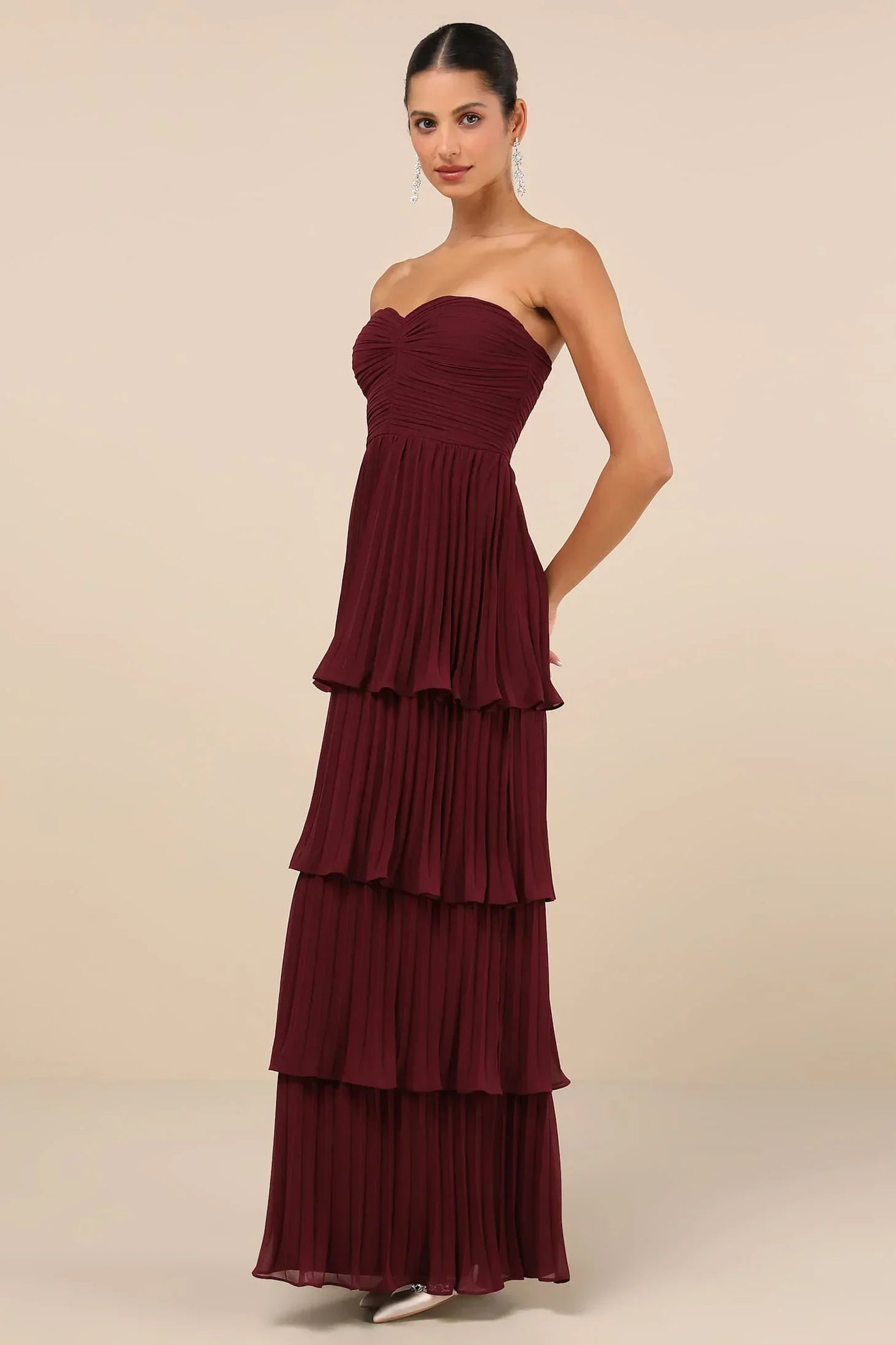 Velmara  ™ | Strapeless Layered Ruffle Maxi Dress