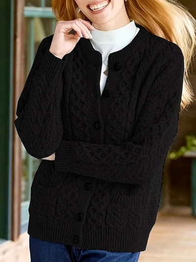 Elegant Cable-Knit Cardigan for Women