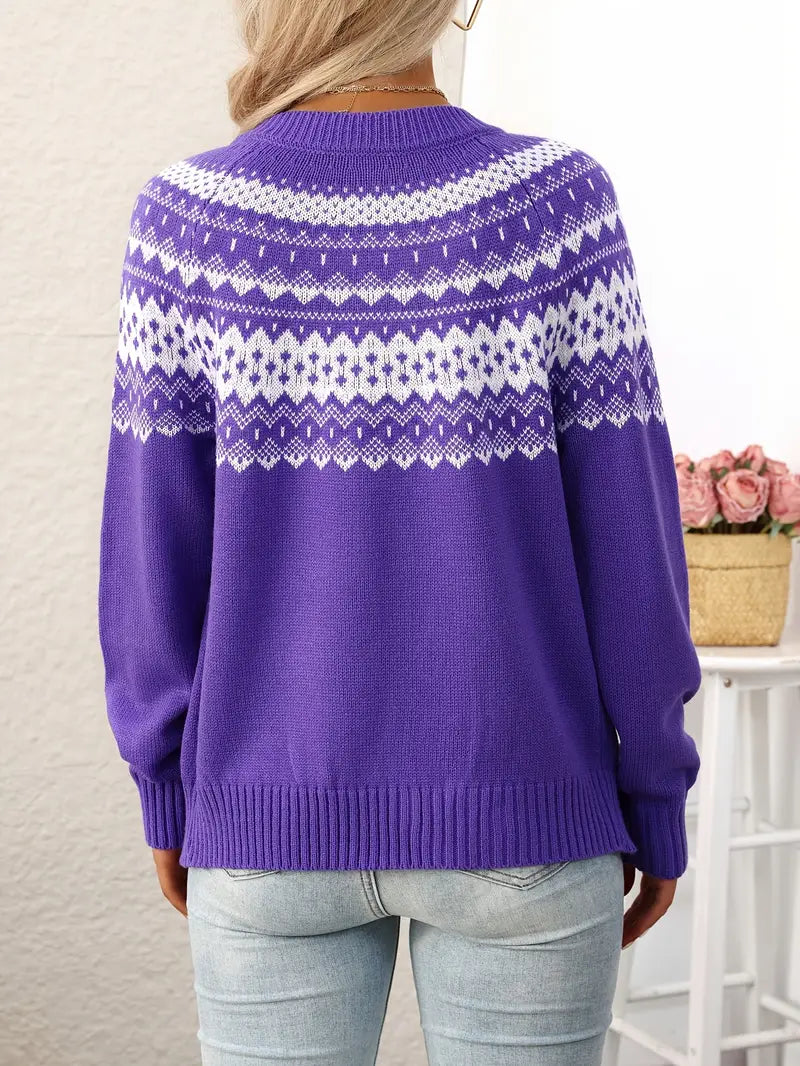 Elegant Geometric Pattern Knit Cardigan for Women