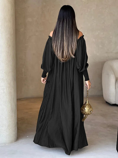 Loose Solid Color Long Sleeves Maxi Dresses