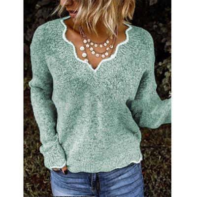 Women's Lace V-Neck Knitted Sweater