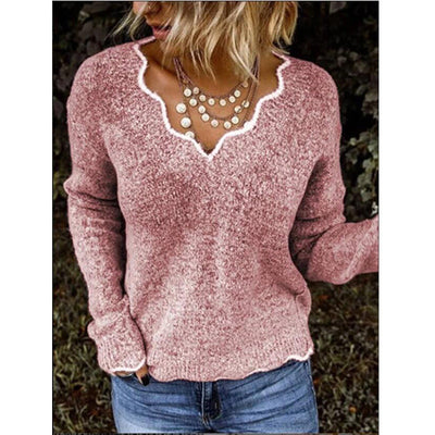 Women's Lace V-Neck Knitted Sweater