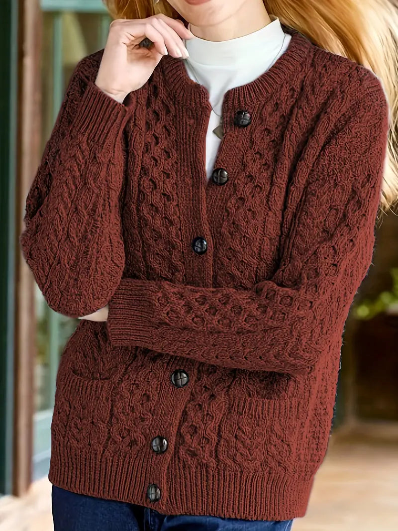 Elegant Cable-Knit Cardigan for Women