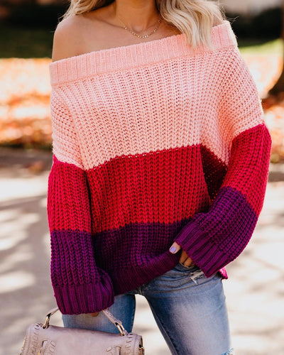 Women's Off Shoulder Casual Long Sleeve Sweater