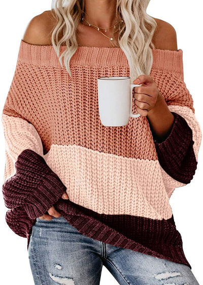 Women's Off Shoulder Casual Long Sleeve Sweater