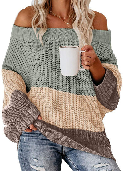 Women's Off Shoulder Casual Long Sleeve Sweater