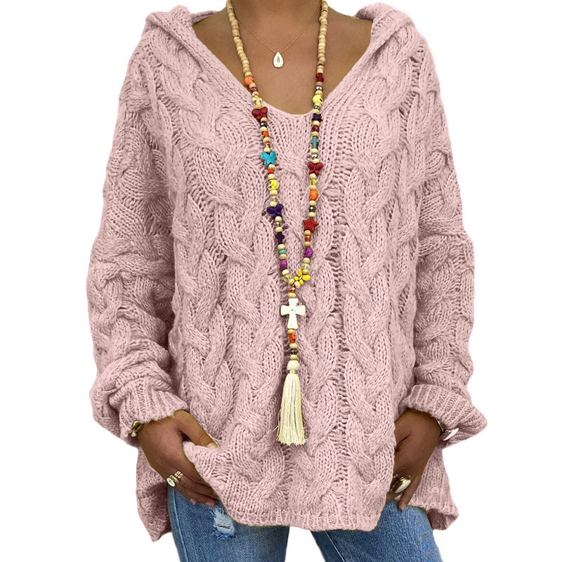 Women's Cable Knit Hoodie Sweater