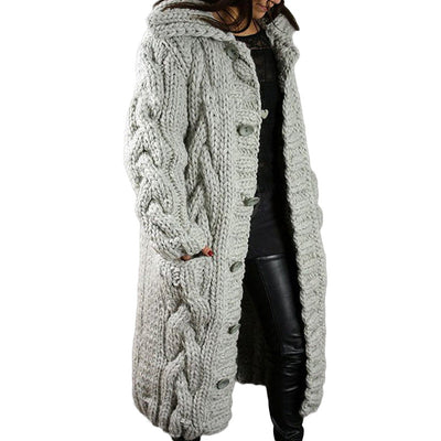 Women's Oversized Cardigan Coat - Single-Breasted Sweater