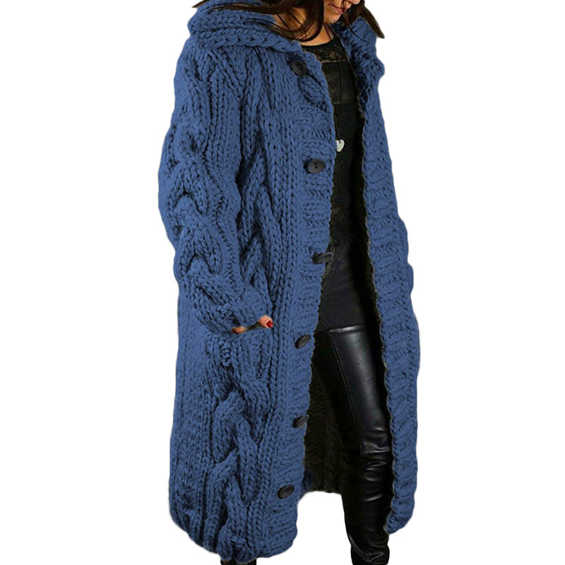 Women's Oversized Cardigan Coat - Single-Breasted Sweater