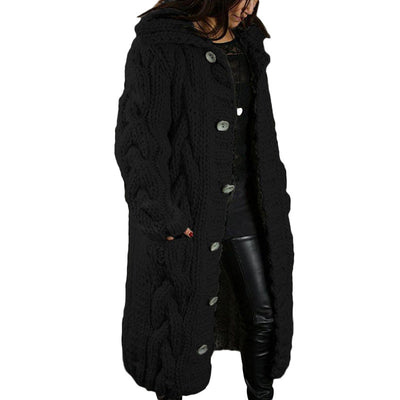 Women's Oversized Cardigan Coat - Single-Breasted Sweater