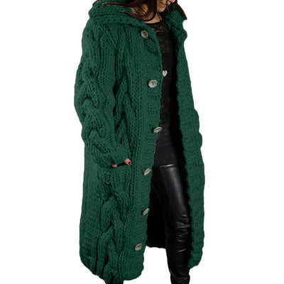 Women's Oversized Cardigan Coat - Single-Breasted Sweater