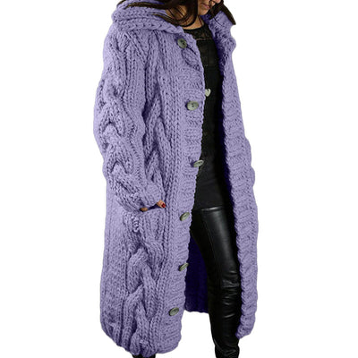 Women's Oversized Cardigan Coat - Single-Breasted Sweater