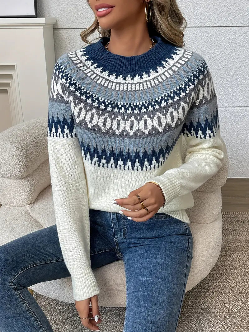 Classic sweater with Icelandic pattern