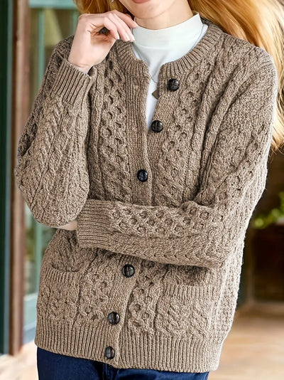 Elegant Cable-Knit Cardigan for Women