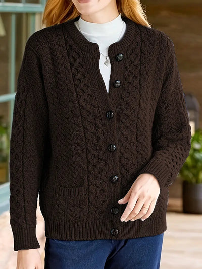 Elegant Cable-Knit Cardigan for Women