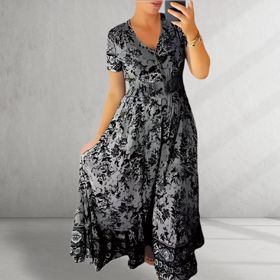 Sienna - Print Cozy V-neck Long Dress