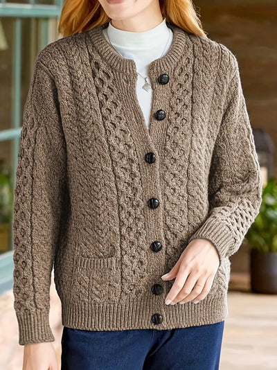 Elegant Cable-Knit Cardigan for Women