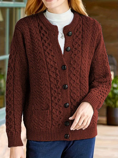 Elegant Cable-Knit Cardigan for Women