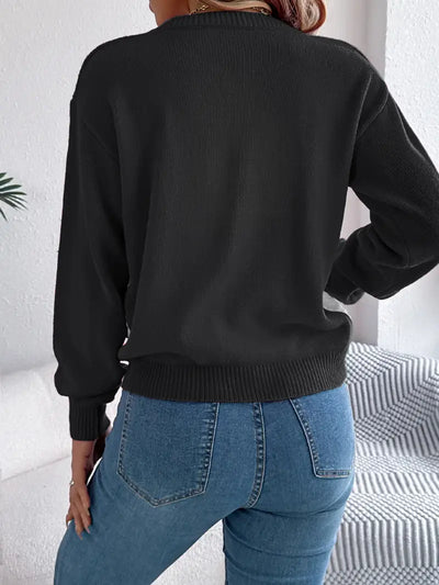 Women's Elegant Color Block Crew Neck Sweater