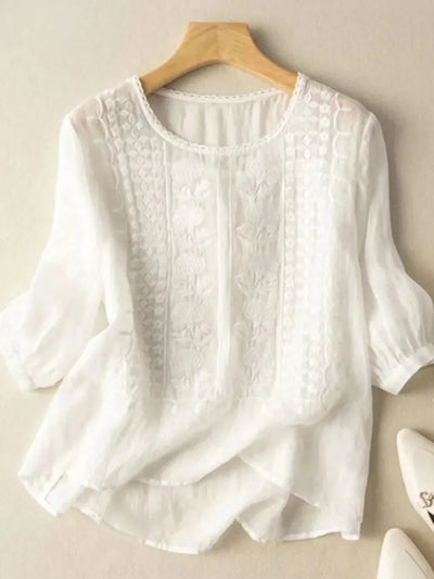 FLORENCE™ | EMBROIDERED COTTON BOHO BLOUSE (SMALL FIT)