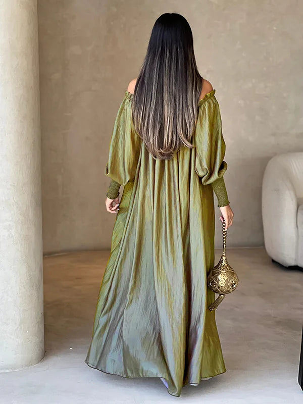 Loose Solid Color Long Sleeves Maxi Dresses