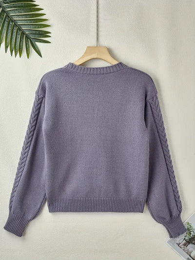 Chic V-Neck Cable Knit Sweater for Women