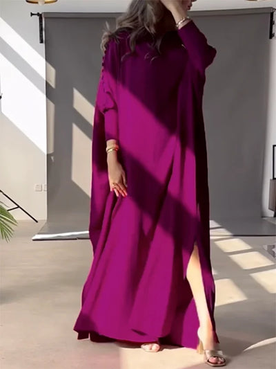 H-Line Loose Buttoned Solid Color Maxi Dresses