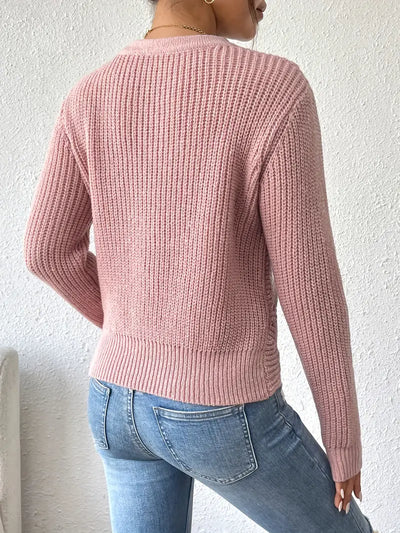 V-neck Twisted Sweater Pullover for Women's