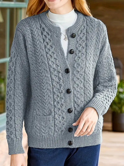 Elegant Cable-Knit Cardigan for Women