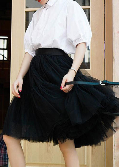 Beautiful Green high Cute waist Tulle Skirts Spring