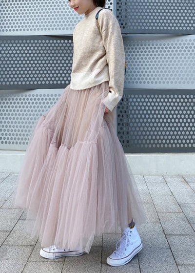 Bohemian Pink Patchwork Tulle Skirts Spring