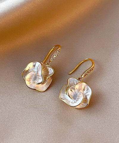 Brief Gold Copper Overgild Floral Drop Earrings