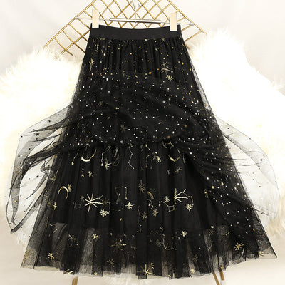 Chic Black Embroideried Sequins tulle Skirts Summer