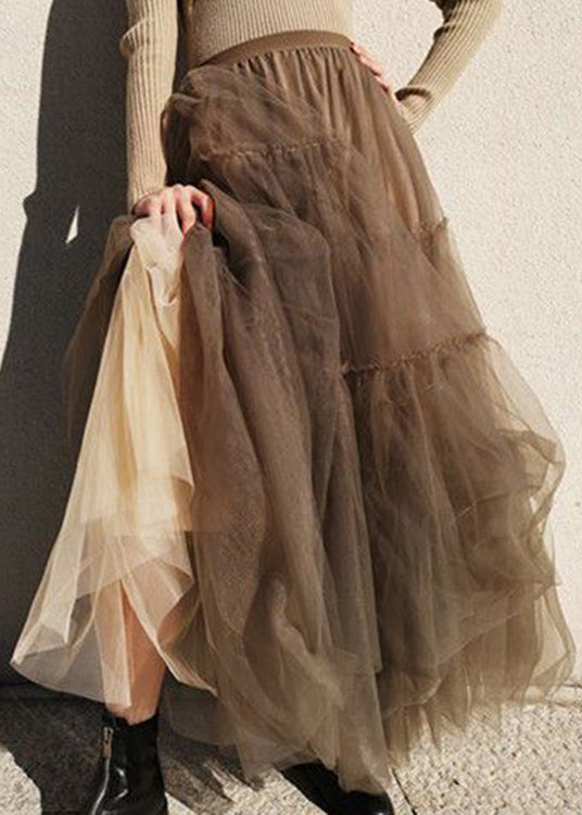 Chocolate fashion Patchwork Tulle Skirts Spring