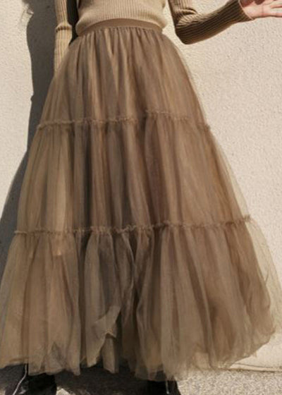 Chocolate fashion Patchwork Tulle Skirts Spring