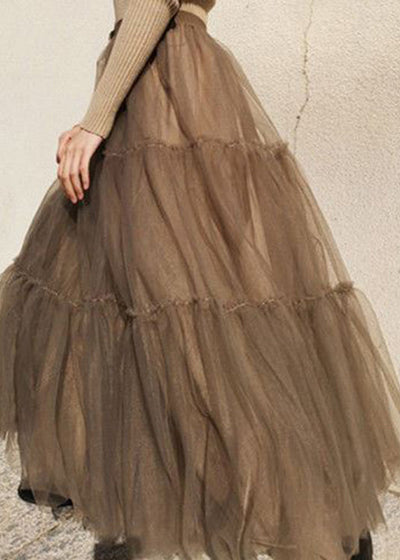 Chocolate fashion Patchwork Tulle Skirts Spring