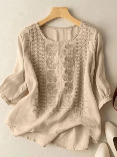 FLORENCE™ | EMBROIDERED COTTON BOHO BLOUSE (SMALL FIT)