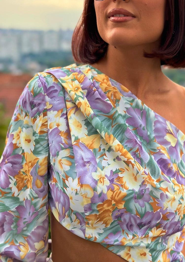 Livvy ™ | Floral One-Sleeve Dress