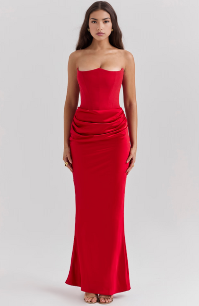 Nylaen ™ | Strapless Bottom Pleated Maxi Dress