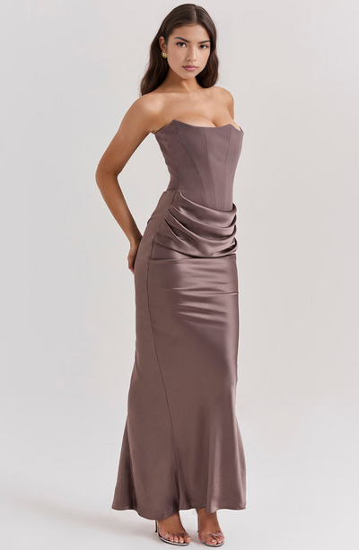 Nylaen ™ | Strapless Bottom Pleated Maxi Dress