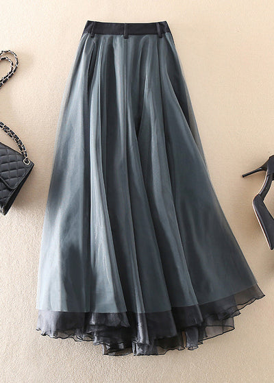 French Grey fashion Patchwork Tulle Skirts Spring