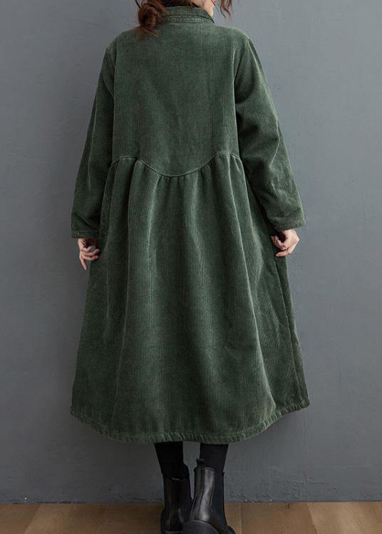 French blackish green corduroy coats Inspiration thick Cinched women coats ( Limited Stock)