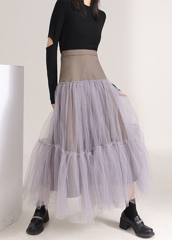 Italian Asymmetrical Patchwork Tulle Skirts Spring