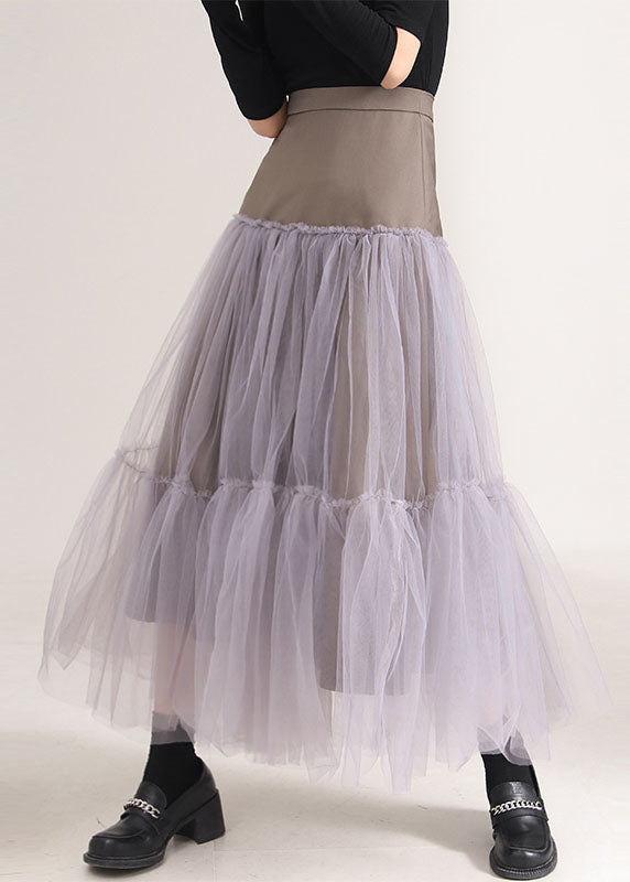 Italian Asymmetrical Patchwork Tulle Skirts Spring