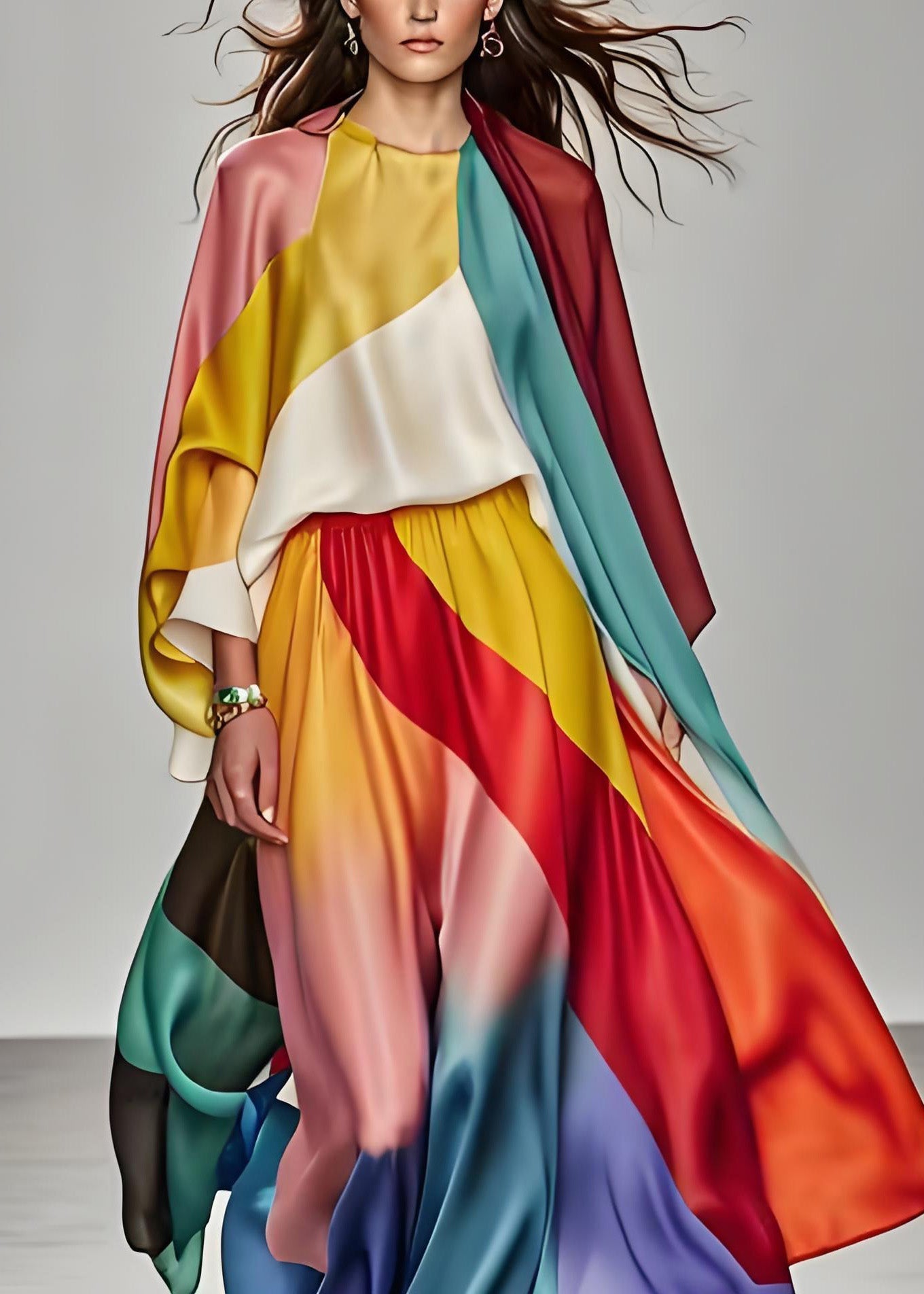 Italian Colorblock  Silk dress Dress Summer