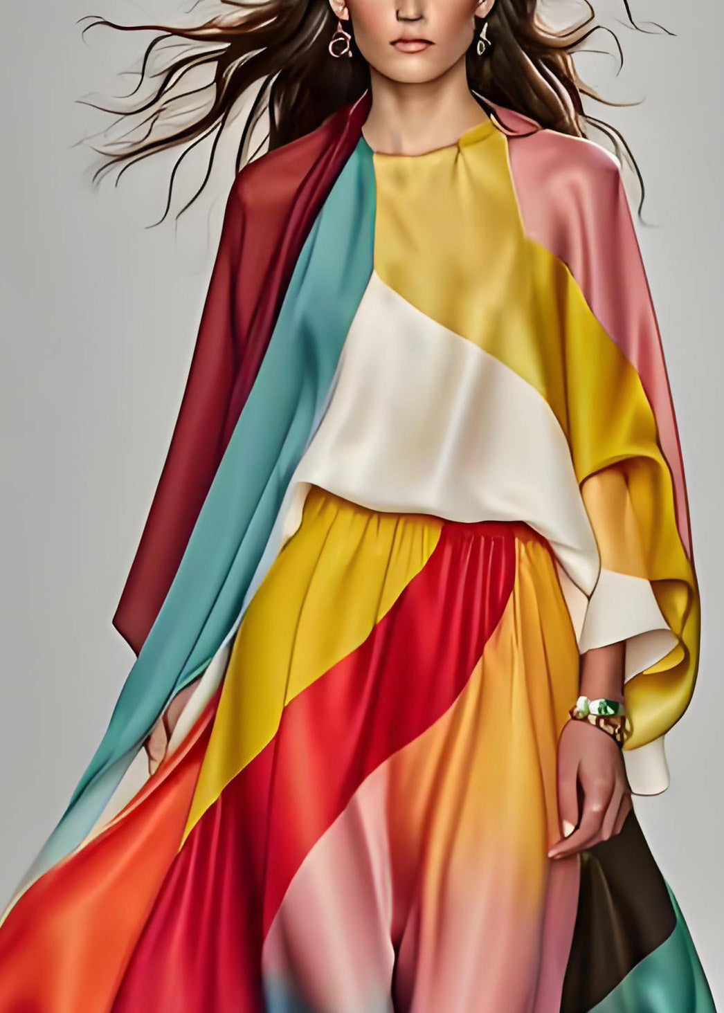 Italian Colorblock  Silk dress Dress Summer